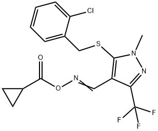 5-[(2-CHLOROBENZYL)SULFANYL]-4-(([(CYCLOPROPYLCARBONYL)OXY]IMINO)METHYL)-1-METHYL-3-(TRIFLUOROMETHYL)-1H-PYRAZOLE Struktur