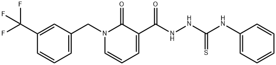 2-((2-OXO-1-[3-(TRIFLUOROMETHYL)BENZYL]-1,2-DIHYDRO-3-PYRIDINYL)CARBONYL)-N-PHENYL-1-HYDRAZINECARBOTHIOAMIDE Struktur