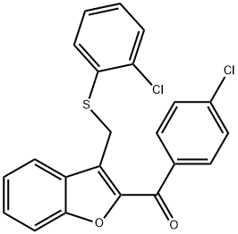 (4-CHLOROPHENYL)(3-([(2-CHLOROPHENYL)SULFANYL]METHYL)-1-BENZOFURAN-2-YL)METHANONE Struktur