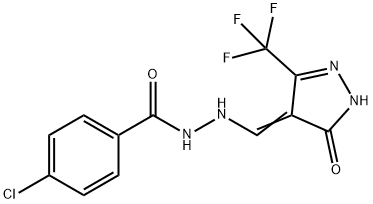 4-CHLORO-N'-([5-OXO-3-(TRIFLUOROMETHYL)-1,5-DIHYDRO-4H-PYRAZOL-4-YLIDEN]METHYL)BENZENECARBOHYDRAZIDE Struktur