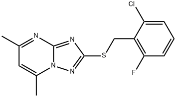 2-CHLORO-6-FLUOROBENZYL 5,7-DIMETHYL[1,2,4]TRIAZOLO[1,5-A]PYRIMIDIN-2-YL SULFIDE Struktur