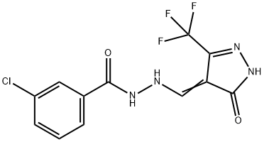 3-CHLORO-N'-([5-OXO-3-(TRIFLUOROMETHYL)-1,5-DIHYDRO-4H-PYRAZOL-4-YLIDEN]METHYL)BENZENECARBOHYDRAZIDE Struktur