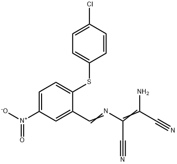 2-AMINO-1-(1-AZA-2-(2-(4-CHLOROPHENYLTHIO)-5-NITROPHENYL)VINYL)ETHENE-1,2-DICARBONITRILE Struktur