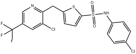 N-(4-CHLOROPHENYL)-5-([3-CHLORO-5-(TRIFLUOROMETHYL)-2-PYRIDINYL]METHYL)-2-THIOPHENESULFONAMIDE Struktur