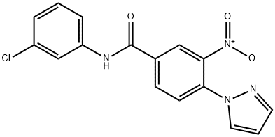 N-(3-CHLOROPHENYL)-3-NITRO-4-(1H-PYRAZOL-1-YL)BENZENECARBOXAMIDE Struktur