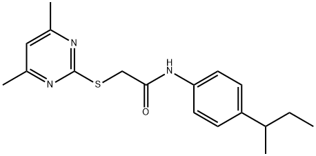 N-[4-(SEC-BUTYL)PHENYL]-2-[(4,6-DIMETHYL-2-PYRIMIDINYL)SULFANYL]ACETAMIDE Struktur