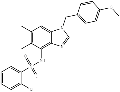 2-CHLORO-N-[1-(4-METHOXYBENZYL)-5,6-DIMETHYL-1H-1,3-BENZIMIDAZOL-4-YL]BENZENESULFONAMIDE Struktur