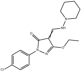 2-(4-CHLOROPHENYL)-5-ETHOXY-4-[(PIPERIDINOAMINO)METHYLENE]-2,4-DIHYDRO-3H-PYRAZOL-3-ONE Struktur