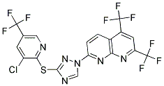 1-[5,7-BIS(TRIFLUOROMETHYL)[1,8]NAPHTHYRIDIN-2-YL]-1H-1,2,4-TRIAZOL-3-YL 3-CHLORO-5-(TRIFLUOROMETHYL)-2-PYRIDINYL SULFIDE Struktur