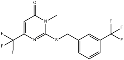 3-METHYL-6-(TRIFLUOROMETHYL)-2-([3-(TRIFLUOROMETHYL)BENZYL]SULFANYL)-4(3H)-PYRIMIDINONE Struktur