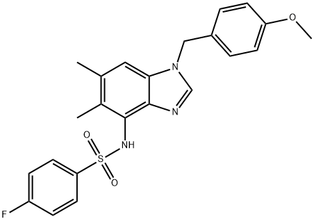 4-FLUORO-N-[1-(4-METHOXYBENZYL)-5,6-DIMETHYL-1H-1,3-BENZIMIDAZOL-4-YL]BENZENESULFONAMIDE Struktur