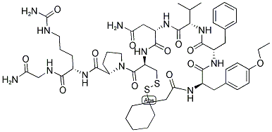 BETA-MERCAPTO,BETA,BETA-CYCLOPENTAMETHYLENE-PROPIONYL-D-TYR(ET)2-PHE-VAL-ASN-CYS-PRO-CIT-GLY-NH2 Struktur