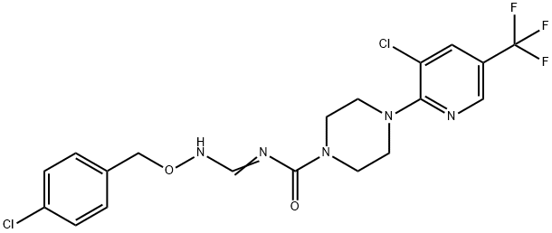 N-(([(4-CHLOROBENZYL)OXY]AMINO)METHYLENE)-4-[3-CHLORO-5-(TRIFLUOROMETHYL)-2-PYRIDINYL]TETRAHYDRO-1(2H)-PYRAZINECARBOXAMIDE Struktur