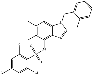 2,4,6-TRICHLORO-N-[5,6-DIMETHYL-1-(2-METHYLBENZYL)-1H-1,3-BENZIMIDAZOL-4-YL]BENZENESULFONAMIDE Struktur