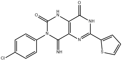 3-(4-CHLOROPHENYL)-4-IMINO-6-(2-THIENYL)-1,3,7-TRIHYDRO-5,7-DIAZAQUINAZOLINE-2,8-DIONE Struktur