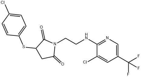 3-[(4-CHLOROPHENYL)SULFANYL]-1-(2-([3-CHLORO-5-(TRIFLUOROMETHYL)-2-PYRIDINYL]AMINO)ETHYL)DIHYDRO-1H-PYRROLE-2,5-DIONE Struktur