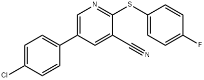 5-(4-CHLOROPHENYL)-2-[(4-FLUOROPHENYL)SULFANYL]NICOTINONITRILE Struktur