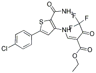 ETHYL 3-([2-(AMINOCARBONYL)-5-(4-CHLOROPHENYL)-3-THIENYL]AMINO)-2-(2,2,2-TRIFLUOROACETYL)ACRYLATE Struktur