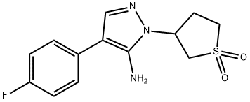 3-[5-AMINO-4-(4-FLUOROPHENYL)-1H-PYRAZOL-1-YL]TETRAHYDRO-1H-1LAMBDA6-THIOPHENE-1,1-DIONE Struktur