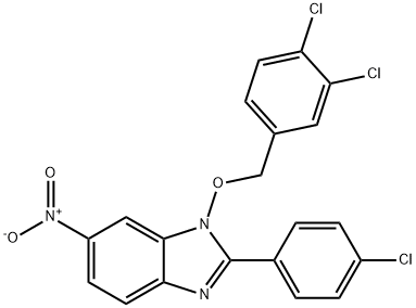 2-(4-CHLOROPHENYL)-1-[(3,4-DICHLOROBENZYL)OXY]-6-NITRO-1H-1,3-BENZIMIDAZOLE Struktur