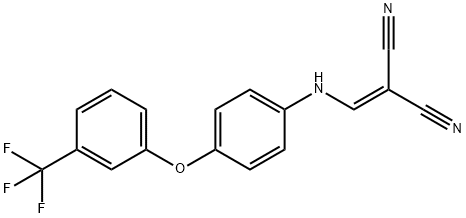 (((4-(3-(TRIFLUOROMETHYL)PHENOXY)PHENYL)AMINO)METHYLENE)METHANE-1,1-DICARBONITRILE Struktur