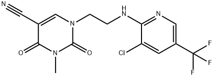 1-(2-([3-CHLORO-5-(TRIFLUOROMETHYL)-2-PYRIDINYL]AMINO)ETHYL)-3-METHYL-2,4-DIOXO-1,2,3,4-TETRAHYDRO-5-PYRIMIDINECARBONITRILE Struktur