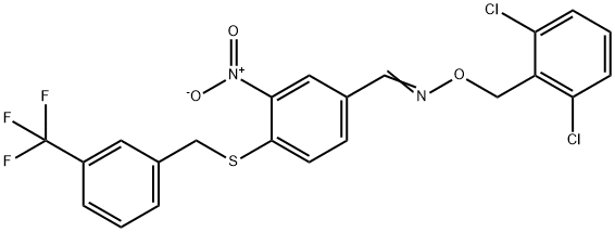 3-NITRO-4-([3-(TRIFLUOROMETHYL)BENZYL]SULFANYL)BENZENECARBALDEHYDE O-(2,6-DICHLOROBENZYL)OXIME Struktur