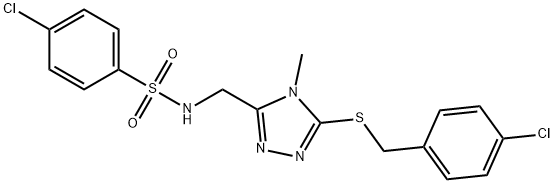 4-CHLORO-N-((5-[(4-CHLOROBENZYL)SULFANYL]-4-METHYL-4H-1,2,4-TRIAZOL-3-YL)METHYL)BENZENESULFONAMIDE Struktur