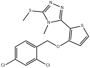 2,4-DICHLOROBENZYL 2-[4-METHYL-5-(METHYLSULFANYL)-4H-1,2,4-TRIAZOL-3-YL]-3-THIENYL ETHER Struktur