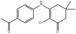 3-((4-ACETYLPHENYL)AMINO)-2-CHLORO-5,5-DIMETHYLCYCLOHEX-2-EN-1-ONE Struktur