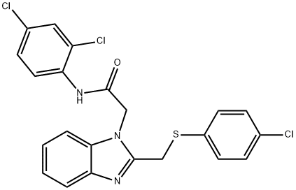 2-(2-([(4-CHLOROPHENYL)SULFANYL]METHYL)-1H-1,3-BENZIMIDAZOL-1-YL)-N-(2,4-DICHLOROPHENYL)ACETAMIDE Struktur