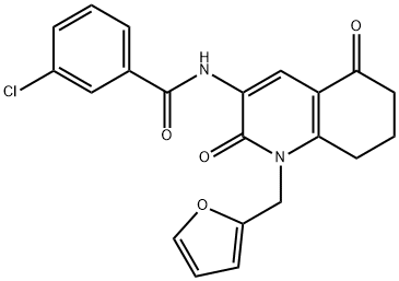 3-CHLORO-N-[1-(2-FURYLMETHYL)-2,5-DIOXO-1,2,5,6,7,8-HEXAHYDRO-3-QUINOLINYL]BENZENECARBOXAMIDE Struktur