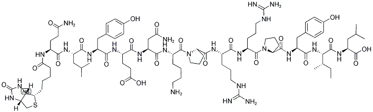 BIOTIN-GLN-LEU-TYR-GLU-ASN-LYS-PRO-ARG-ARG-PRO-TYR-ILE-LEU Struktur