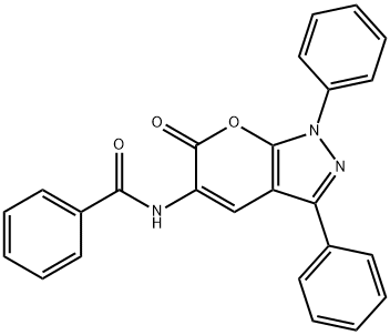 N-(6-OXO-1,3-DIPHENYL-1,6-DIHYDROPYRANO[2,3-C]PYRAZOL-5-YL)BENZENECARBOXAMIDE Struktur