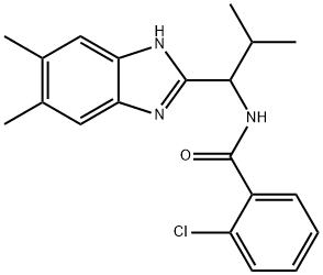 2-CHLORO-N-[1-(5,6-DIMETHYL-1H-1,3-BENZIMIDAZOL-2-YL)-2-METHYLPROPYL]BENZENECARBOXAMIDE Struktur