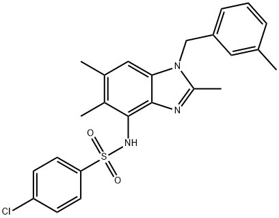 4-CHLORO-N-[2,5,6-TRIMETHYL-1-(3-METHYLBENZYL)-1H-1,3-BENZIMIDAZOL-4-YL]BENZENESULFONAMIDE Struktur