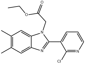 ETHYL 2-[2-(2-CHLORO-3-PYRIDINYL)-5,6-DIMETHYL-1H-1,3-BENZIMIDAZOL-1-YL]ACETATE Struktur