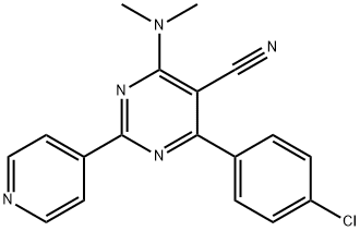 4-(4-CHLOROPHENYL)-6-(DIMETHYLAMINO)-2-(4-PYRIDINYL)-5-PYRIMIDINECARBONITRILE Struktur