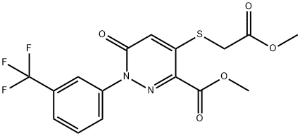 METHYL 4-[(2-METHOXY-2-OXOETHYL)SULFANYL]-6-OXO-1-[3-(TRIFLUOROMETHYL)PHENYL]-1,6-DIHYDRO-3-PYRIDAZINECARBOXYLATE Struktur