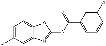 S-(5-CHLORO-1,3-BENZOXAZOL-2-YL) 3-CHLOROBENZENECARBOTHIOATE Struktur