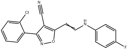 3-(2-CHLOROPHENYL)-5-[2-(4-FLUOROANILINO)VINYL]-4-ISOXAZOLECARBONITRILE Struktur