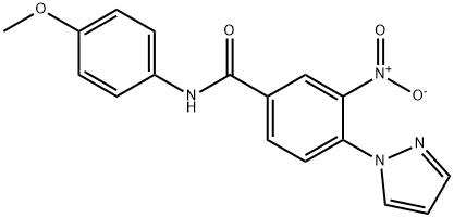 N-(4-METHOXYPHENYL)-3-NITRO-4-(1H-PYRAZOL-1-YL)BENZENECARBOXAMIDE Struktur