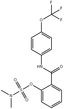 N,N-DIMETHYL(2-([4-(TRIFLUOROMETHOXY)ANILINO]CARBONYL)PHENYL)SULFAMATE Struktur