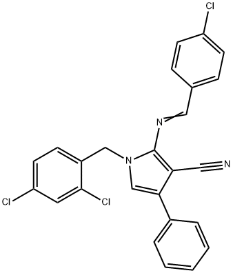 2-([(4-CHLOROPHENYL)METHYLENE]AMINO)-1-(2,4-DICHLOROBENZYL)-4-PHENYL-1H-PYRROLE-3-CARBONITRILE Struktur