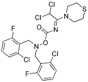 N,N-BIS(2-CHLORO-6-FLUOROBENZYL)-N-[(([2,2-DICHLORO-1-(1,4-THIAZINAN-4-YL)ETHYLIDENE]AMINO)CARBONYL)OXY]AMINE Struktur