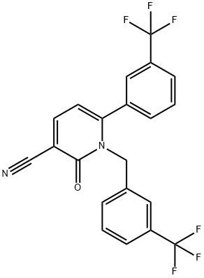 2-OXO-1-[3-(TRIFLUOROMETHYL)BENZYL]-6-[3-(TRIFLUOROMETHYL)PHENYL]-1,2-DIHYDRO-3-PYRIDINECARBONITRILE Struktur