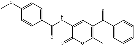 N-(5-BENZOYL-6-METHYL-2-OXO-2H-PYRAN-3-YL)-4-METHOXYBENZENECARBOXAMIDE Struktur