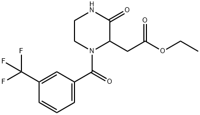 ETHYL 2-(3-OXO-1-[3-(TRIFLUOROMETHYL)BENZOYL]-2-PIPERAZINYL)ACETATE Struktur