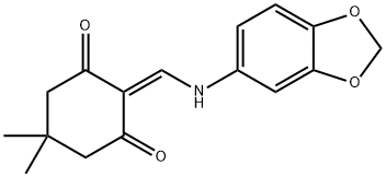 2-((BENZO[3,4-D]1,3-DIOXOLEN-5-YLAMINO)METHYLENE)-5,5-DIMETHYLCYCLOHEXANE-1,3-DIONE Struktur