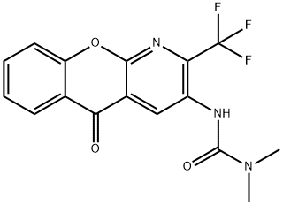 N,N-DIMETHYL-N'-[5-OXO-2-(TRIFLUOROMETHYL)-5H-CHROMENO[2,3-B]PYRIDIN-3-YL]UREA Struktur